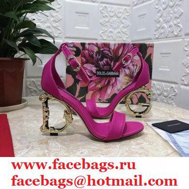 Dolce  &  Gabbana Heel 10.5cm Leather Sandals Fuchsia with Baroque D & G Heel 2021